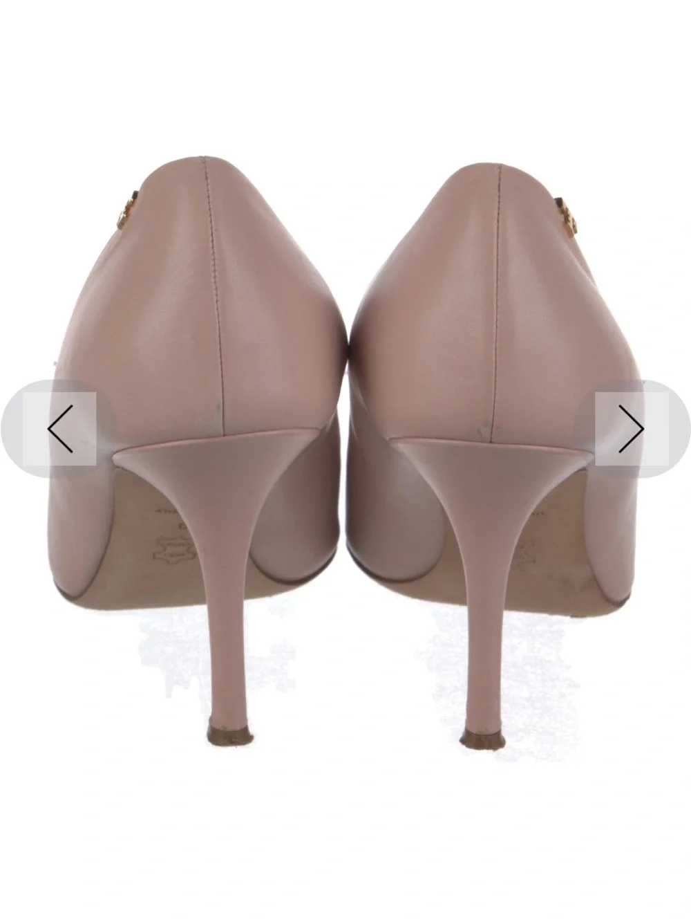 Tory Burch Blush Leather Pointed-Toe Pumps with Black Patent Cap